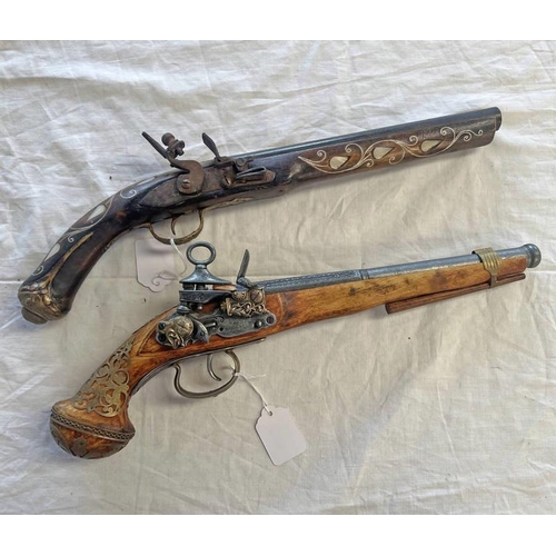 1582 - TWO DECORATIVE FLINTLOCK PISTOLS 45 CM LONG