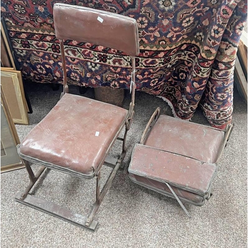 1607 - PAIR OF VINTAGE FOLDING SEATS WITH LABEL 'IMPROVED GEORGE SEAT'