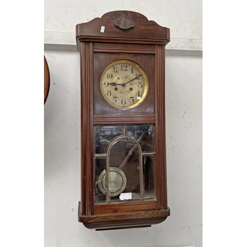 1612 - MAHOGANY WALL CLOCK, 76CM TALL