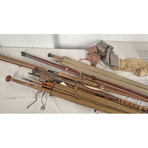 1621 - FISHING RODS - BERNARD & SON 3 PIECE SPLIT CANE ROD WITH SPARE TIP, CARTER OF LONDON, 2 PIECE SPLIT ... 