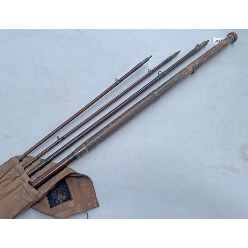 1627 - HARDY 3 PIECE GREENHEART ROD WITH SPARE TIP IN A HARDY ROD BAG