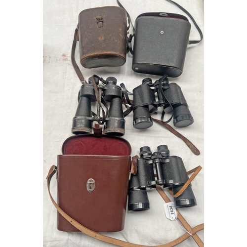 1634 - ROSS LONDON 7 X 50 BINOCULARS IN CASE, PANORAMA 10 X 50 BINOCULARS IN CASE & A PAIR OF GREEN KAT 7 X... 