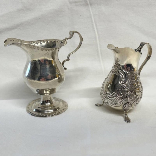 164 - 2 SILVER CREAM JUGS, CHESTER 1906 & SHEFFIELD 1906 - 130G