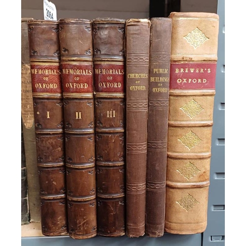 2064 - MEMORIALS OF OXFORD BY JAMES INGRAM, IN 3 HALF LEATHER BOUND VOLUMES - 1837, A TOPOGRAPHICAL AND HIS... 