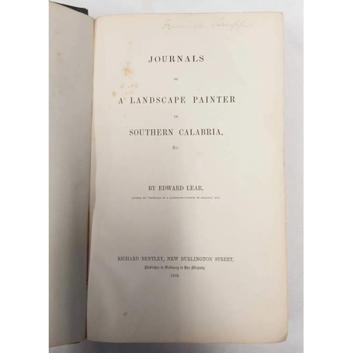 2079 - JOURNALS OF A LANDSCAPE PAINTER IN SOUTHERN CALABRIA, ETC BY EDWARD LEAR - 1852