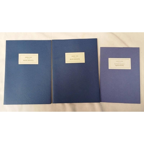 2096 - BLUE SONATA, THE POETRY OF JOHN ASHBERY BY JEREMY REED, PRINTED AT THE TRAGARA PRESS, LIMITED EDITIO... 