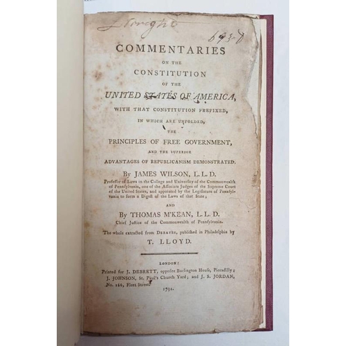 2131 - COMMENTARIES ON THE CONSTITUTION OF THE UNITED STATES OF AMERICA, WITH THAT CONSTITUTION PREFIXED, I... 
