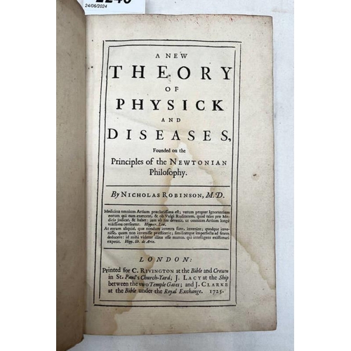 2240 - A NEW THEORY OF PHYSICK AND DISEASES, FOUNDED ON THE PRINCIPLES OF THE NEWTONIAN PHILOSOPHY BY NICHO... 