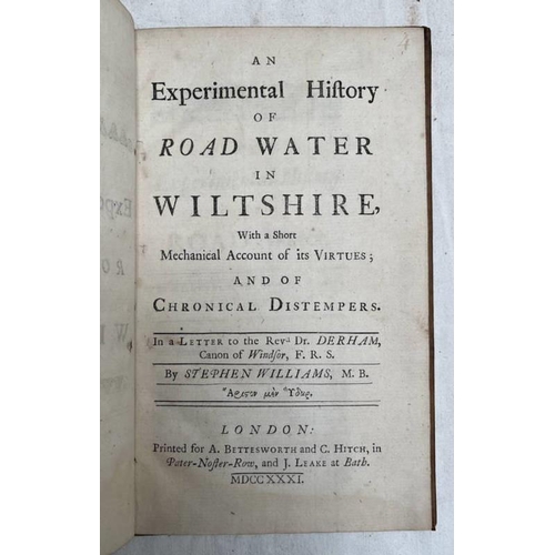 2279 - AN EXPERIMENTAL HISTORY OF ROAD WATER IN WILTSHIRE, WITH A SHORT MECHANICAL ACCOUNT OF ITS VIRTUES; ... 