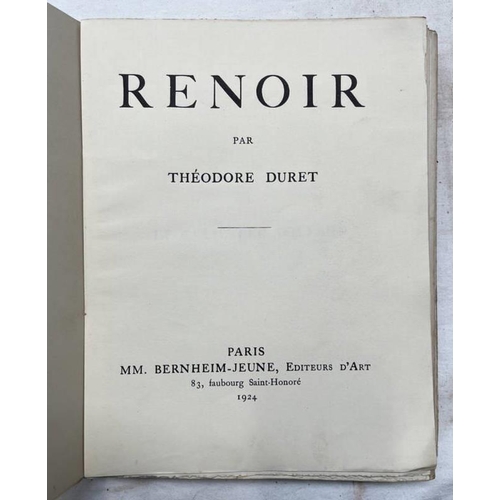 2404 - RENOIR, BY THEODORE DURET, WITH ORIGINAL PENCIL DRAWING PORTRAIT DE BERTHE MORISOT, SIGNED BY ARTIST... 