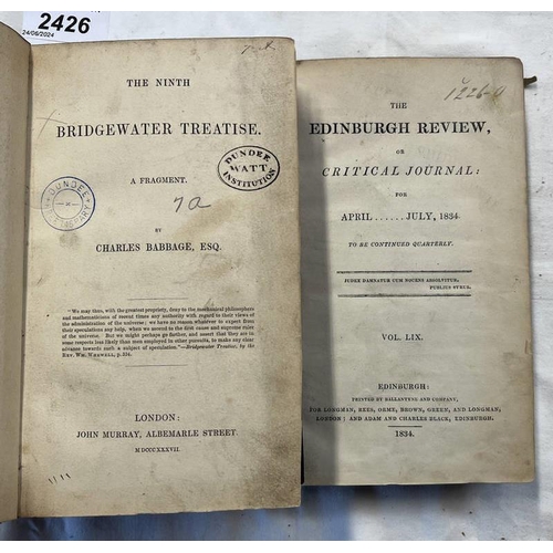 2426 - THE EDINBURGH REVIEW, OR CRITICAL JOURNAL: FOR APRIL - JULY 1834, VOLUME 59, INCLUDING BABBAGE'S CAL... 