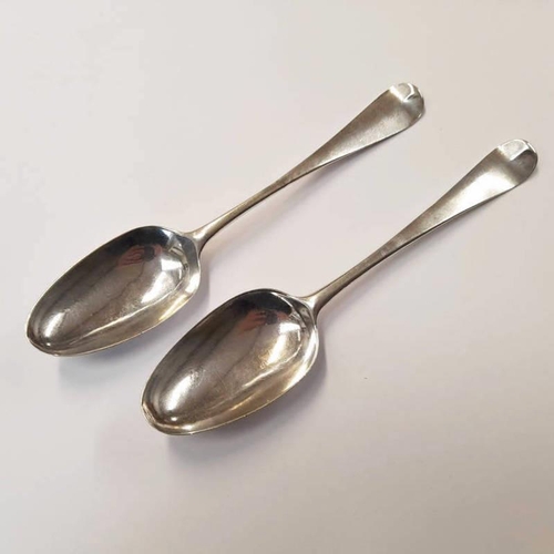 3 - PAIR OF GEORGE III SILVER TABLESPOONS BY THOMAS WALLIS, LONDON 1771 - 110G