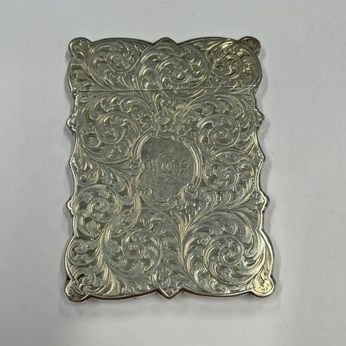 35 - VICTORIAN SILVER CARD CASE WITH FOLIATE SCROLL DECORATION BY HILLIARD & THOMASON BIRMINGHAM 1855 - 9... 