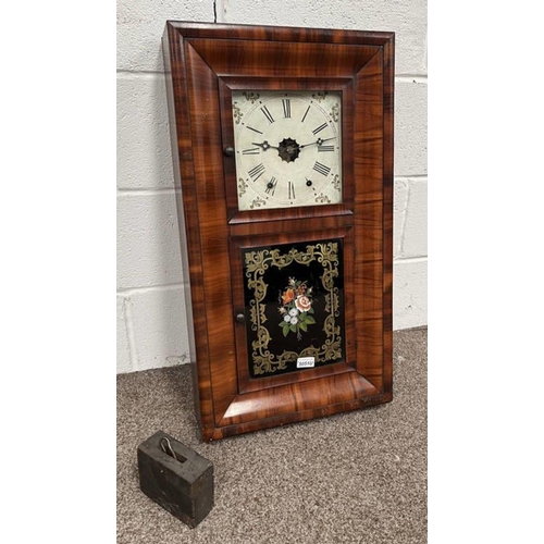 5051U - 19TH CENTURY ROSEWOOD WALL CLOCK BY JEROME & CO NEW HAVEN CONN, HEIGHT 76CM