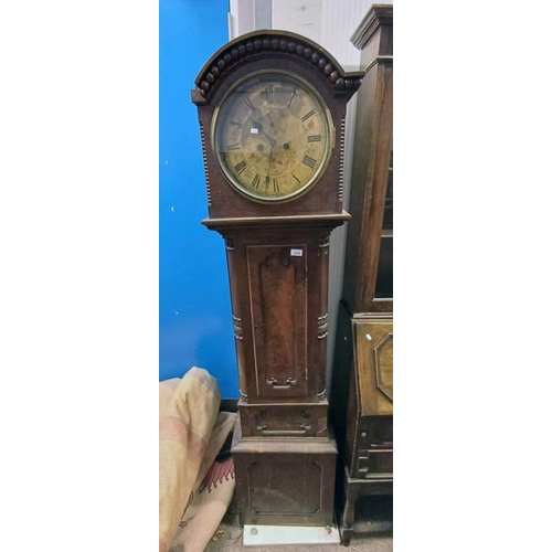 5096 - 19TH CENTURY MAHOGANY LONGCASE CLOCK WITH GILT DIAL WITH FLORAL DECORATION