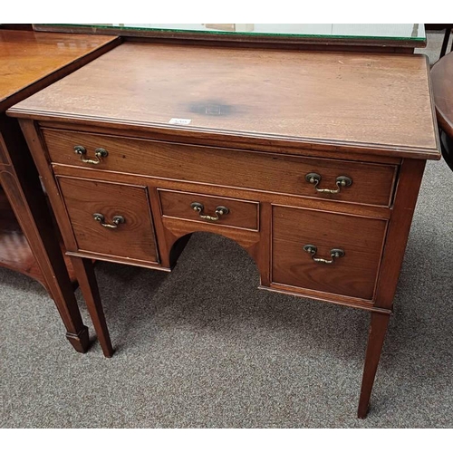 5107 - LATE 19TH CENTURY MAHOGANY LOW BOY WITH SINGLE LONG DRAWER OVER CENTRALLY SET SHORT DRAWER FLANKED O... 