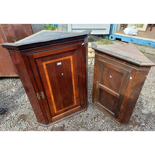5117 - 19TH CENTURY INLAID MAHOGANY CORNER CABINET WITH 2 PANEL AND ONE OTHER CORNER CABINET