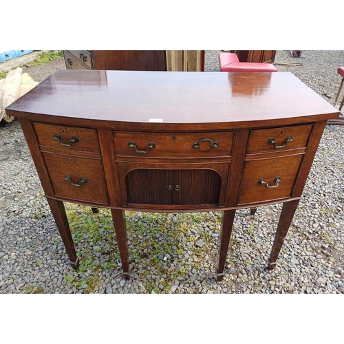 5129 - 20TH CENTURY MAHOGANY SIDEBOARD WITH CENTRALLY SET DRAWER OVER TAMBOUR DOOR FLANKED TO EACH SIDE BY ... 