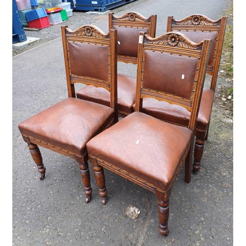5148 - SET OF 4 LATE  19TH CENTURY OAK DINING CHAIRS ON TURNED SUPPORTS