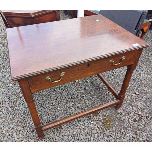 5243 - OAK LAMP TABLE WITH SINGLE DRAWER ON TURNED SUPPORTS