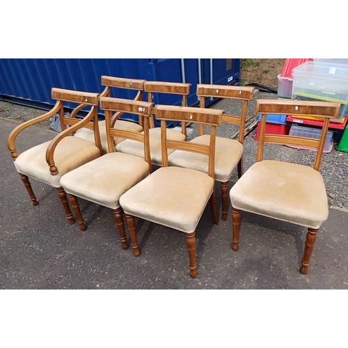 5244 - SET OF 7 19TH CENTURY MAHOGANY DINING CHAIRS INCLUDING 2 ARMCHAIRS ON TURNED SUPPORTS