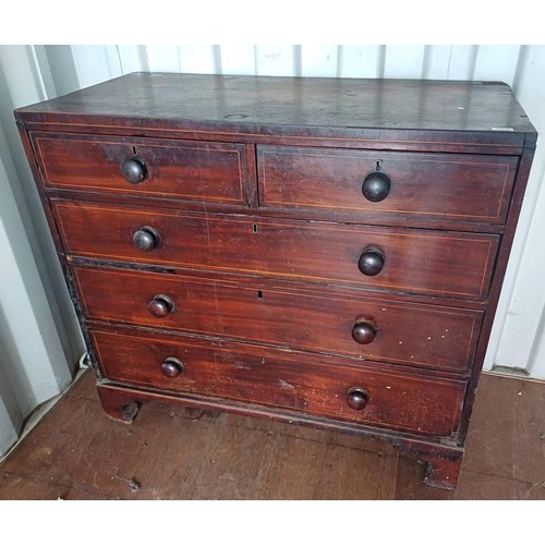 5270 - MAHOGANY CHEST OF DRAWERS , 2 SHORT OVER 3 LONG . LENGTH 111 CM X HEIGHT 100 CM