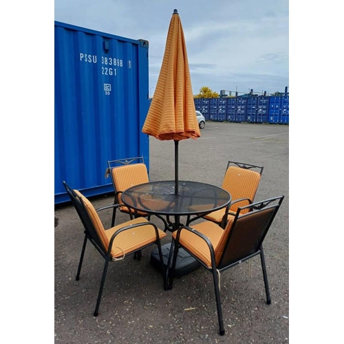 5302 - GARDEN METAL CIRCULAR TABLE WITH 4 METAL CHAIRS ETC.