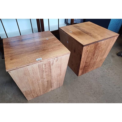 5312 - PAIR OF HARDWOOD BOXES WITH LIFT-UP LIDS, 47CM TALL X 46CM WIDE