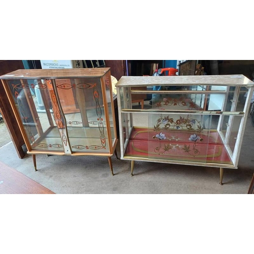 5332 - MID 20TH CENTURY DISPLAY CABINETS WITH SLIDING GLASS PANEL DOORS  OPENING TO SHELVED INTERIOR