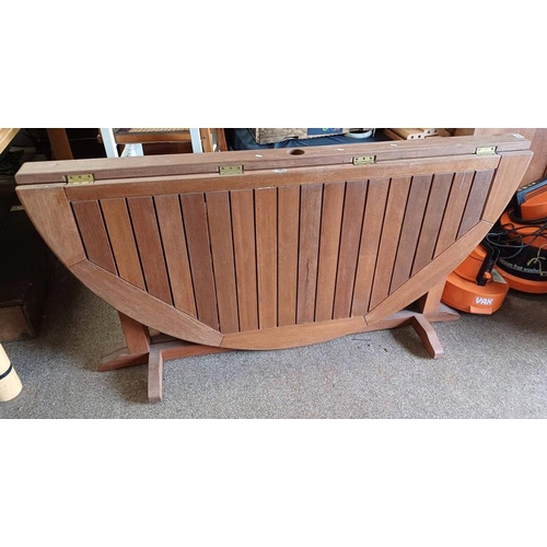 5354 - TEAK DROP LEAF GARDEN TABLE, 150CM DIAMETER