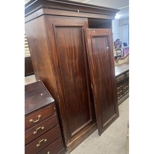 5359 - 19TH CENTURY MAHOGANY 2 DOOR WARDROBE ON PLINTH BASE.