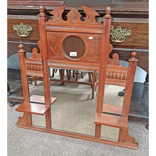 5460 - LATE 19TH CENTURY MAHOGANY OVERMANTLE WITH SHELVES & MIRRORS OVERALL HEIGHT 85 CMS