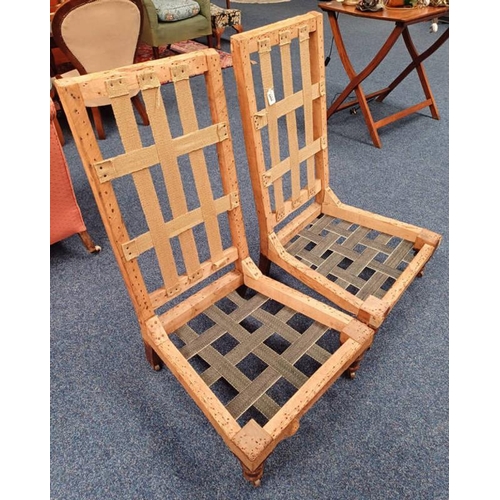 5498 - PAIR OF 19TH CENTURY CHAIR FRAMES ON TURNED SUPPORTS