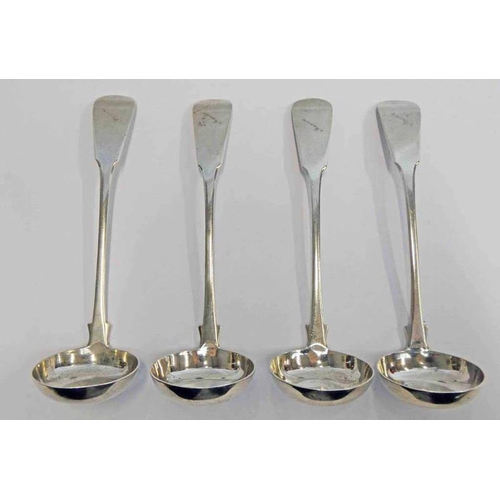 59 - SET OF 4 SCOTTISH SILVER FIDDLE PATTERN TODDY LADLES BY ALEXANDER CAMERON DUNDEE, EDINBURGH 1828 - 1... 