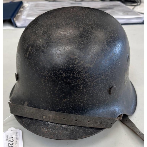 1225 - WW2 GERMAN M42 HEER HELMET WITH SINGLE DECAL, INTERIOR LINER & CHIN STRAP, SHELL STAMPED ET66, 2287 ... 