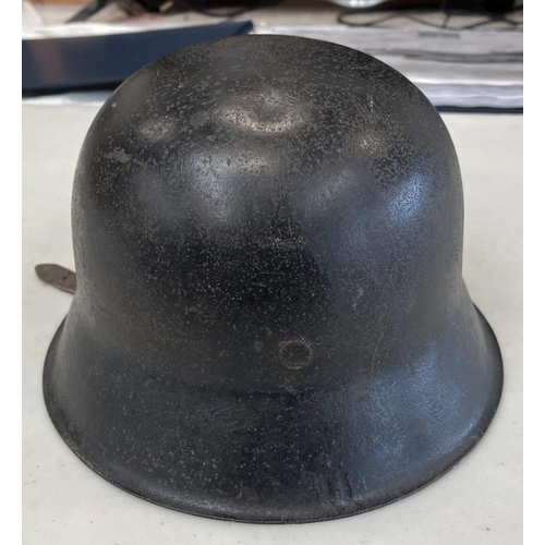 1225 - WW2 GERMAN M42 HEER HELMET WITH SINGLE DECAL, INTERIOR LINER & CHIN STRAP, SHELL STAMPED ET66, 2287 ... 