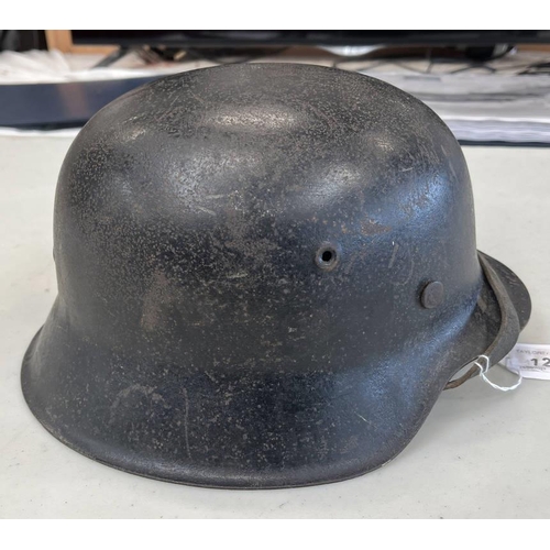 1225 - WW2 GERMAN M42 HEER HELMET WITH SINGLE DECAL, INTERIOR LINER & CHIN STRAP, SHELL STAMPED ET66, 2287 ... 