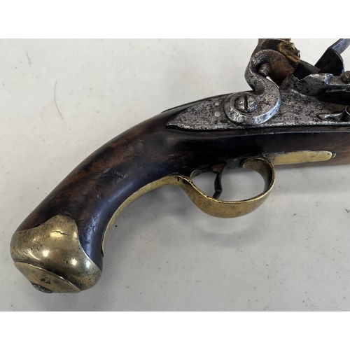 1299 - FLINTLOCK LIGHT DRAGOON PISTOL BY KETLAND & CO .650 CALIBRE, 9 INCH BARREL, BORDER ENGRAVED AND SIGN... 