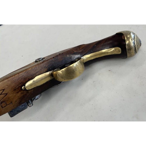 1299 - FLINTLOCK LIGHT DRAGOON PISTOL BY KETLAND & CO .650 CALIBRE, 9 INCH BARREL, BORDER ENGRAVED AND SIGN... 