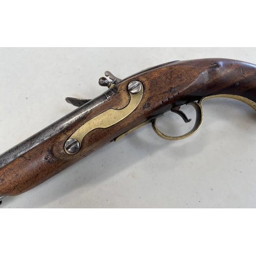 1299 - FLINTLOCK LIGHT DRAGOON PISTOL BY KETLAND & CO .650 CALIBRE, 9 INCH BARREL, BORDER ENGRAVED AND SIGN... 