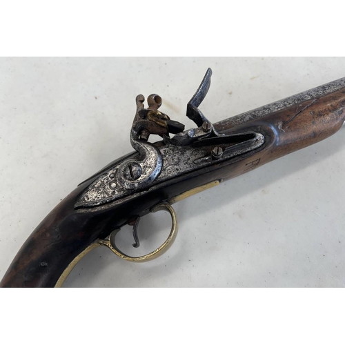 1299 - FLINTLOCK LIGHT DRAGOON PISTOL BY KETLAND & CO .650 CALIBRE, 9 INCH BARREL, BORDER ENGRAVED AND SIGN... 