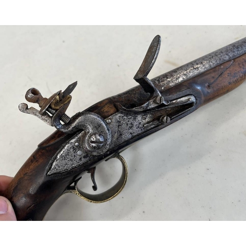 1299 - FLINTLOCK LIGHT DRAGOON PISTOL BY KETLAND & CO .650 CALIBRE, 9 INCH BARREL, BORDER ENGRAVED AND SIGN... 