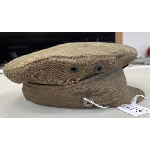 1378 - WW1 MACHINE GUN CORPS OFFICERS CAP, STITCHED FABRIC BODY, MACHINE CORPS BADGE, & FAINT MARKINGS TO I... 