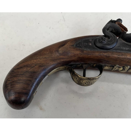 1456 - FLINTLOCK HOLSTER PISTOL .650 CALIBRE, 9 INCH BARREL, LOCK SIGNED DALTON, PLAIN STOCK WITH RAMROD