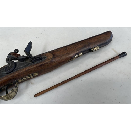 1456 - FLINTLOCK HOLSTER PISTOL .650 CALIBRE, 9 INCH BARREL, LOCK SIGNED DALTON, PLAIN STOCK WITH RAMROD