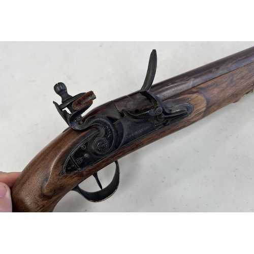 1456 - FLINTLOCK HOLSTER PISTOL .650 CALIBRE, 9 INCH BARREL, LOCK SIGNED DALTON, PLAIN STOCK WITH RAMROD