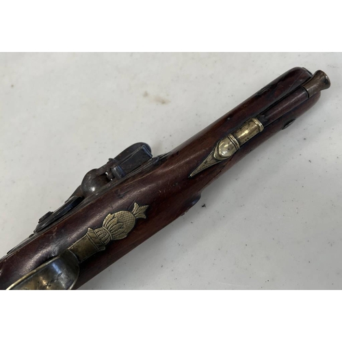 1470 - 16-BORE FLINTLOCK TRAVELLING PISTOL BY WOOLLEY & CO WITH A 15.5CM LONG SIGHTED OCTAGONAL BARREL, LOC... 