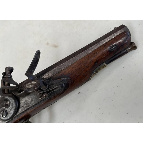 1470 - 16-BORE FLINTLOCK TRAVELLING PISTOL BY WOOLLEY & CO WITH A 15.5CM LONG SIGHTED OCTAGONAL BARREL, LOC... 