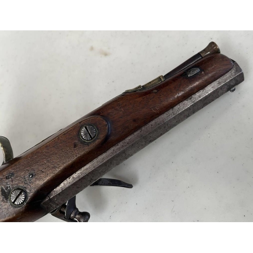 1470 - 16-BORE FLINTLOCK TRAVELLING PISTOL BY WOOLLEY & CO WITH A 15.5CM LONG SIGHTED OCTAGONAL BARREL, LOC... 