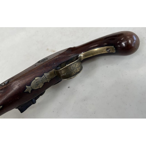 1470 - 16-BORE FLINTLOCK TRAVELLING PISTOL BY WOOLLEY & CO WITH A 15.5CM LONG SIGHTED OCTAGONAL BARREL, LOC... 